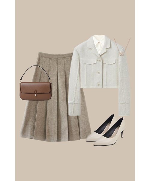 LINGSEOUL（リングソウル）の「wool pintuck skirt-ash brown（スカート・レディース・その他・SMALL/MEDIUM）」の2枚目の写真