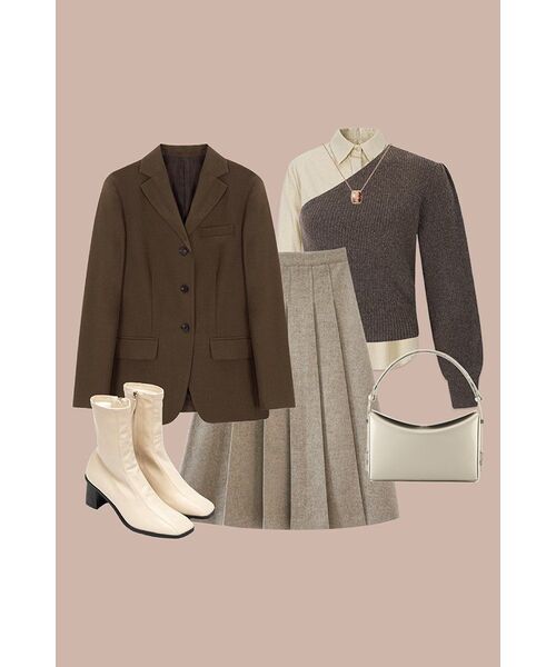 LINGSEOUL（リングソウル）の「wool pintuck skirt-ash brown（スカート・レディース・その他・SMALL/MEDIUM）」の3枚目の写真