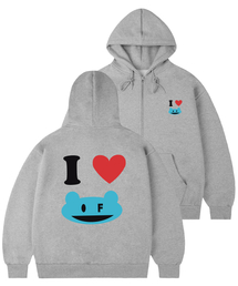[ユニセックス]I LOVE OF フードパーカー_グレー