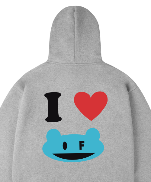 GRAVER（グレーバー）の「[ユニセックス]I LOVE OF フードパーカー_グレー（パーカー・レディース・グレー・LARGE/MEDIUM）」の3枚目の写真