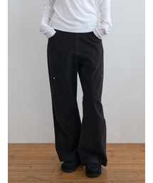 Pleated Knee Wide Pants Black