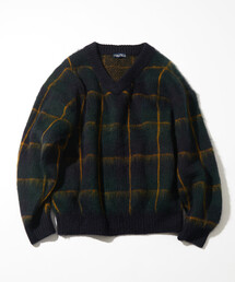 NAUTICA/ノーティカ モヘア ウィンドチェック Vネックプルオーバー