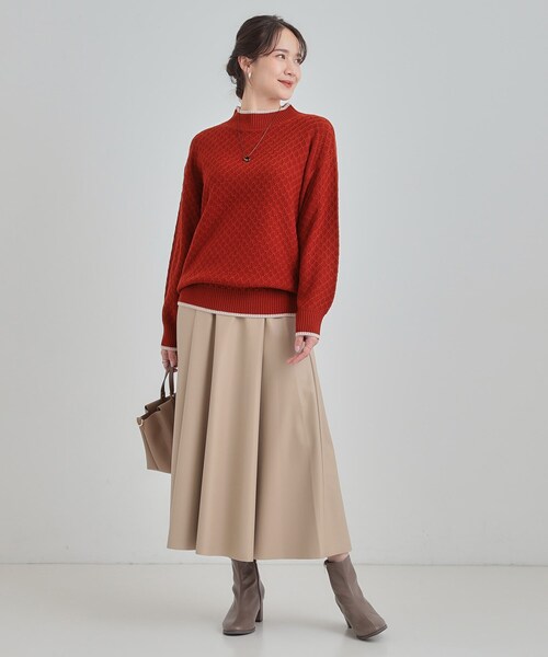 DRESKIP(ドレスキップ)の「【洗濯機可/毛玉レス】配色がアクセント ダイヤ柄ゆるニット(ニット/セーター・レディース・サンドベージュ/ブルー系その他/ダークブラウン/ワインレッド/ブラック・01/02/03/04)」の10枚目の写真