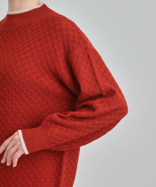 DRESKIP(ドレスキップ)の「【洗濯機可/毛玉レス】配色がアクセント ダイヤ柄ゆるニット(ニット/セーター・レディース・サンドベージュ/ブルー系その他/ダークブラウン/ワインレッド/ブラック・01/02/03/04)」の13枚目の写真