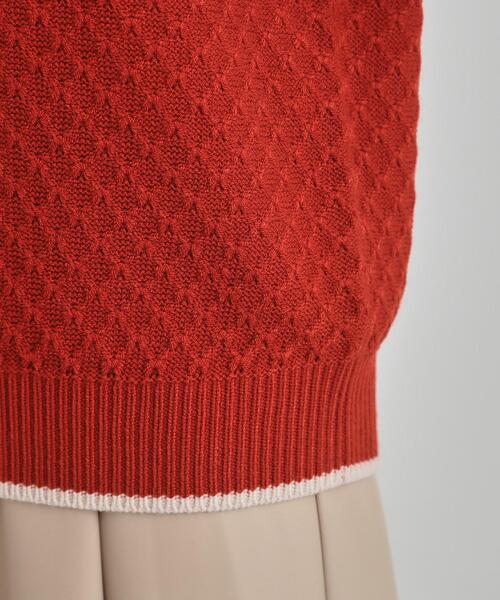 DRESKIP(ドレスキップ)の「【洗濯機可/毛玉レス】配色がアクセント ダイヤ柄ゆるニット(ニット/セーター・レディース・サンドベージュ/ブルー系その他/ダークブラウン/ワインレッド/ブラック・01/02/03/04)」の6枚目の写真