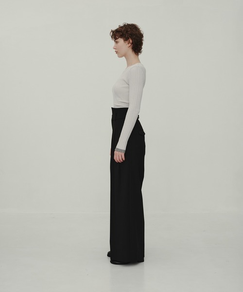 CITY TOKYO（シティトウキョウ）の「High Waist Trousers/ハイウエストトラウザー/ワイドパンツ（その他パンツ・レディース・チャコールグレー/ブラック・1/2）」の5枚目の写真