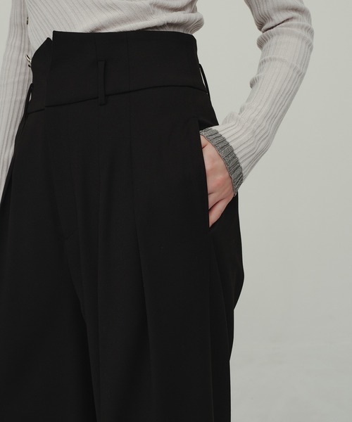 CITY TOKYO（シティトウキョウ）の「High Waist Trousers/ハイウエストトラウザー/ワイドパンツ（その他パンツ・レディース・チャコールグレー/ブラック・1/2）」の9枚目の写真