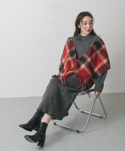 SENSE OF PLACE by URBAN RESEARCH（センスオブプレイスバイアーバンリサーチ）の「チェックフリンジストール（マフラー・レディース・その他1/その他2/その他3・ONE）」の4枚目の写真