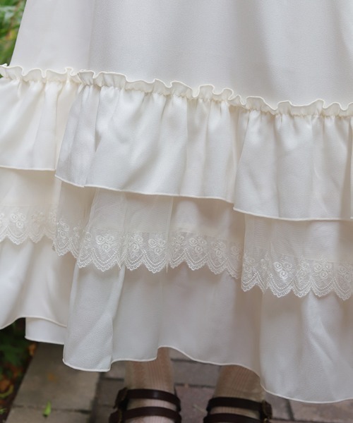 axes femme（アクシーズファム）の「ジャボブローチ付ロングワンピース（ワンピース・レディース・キナリ/ワイン/ブラック・MEDIUM）」の10枚目の写真