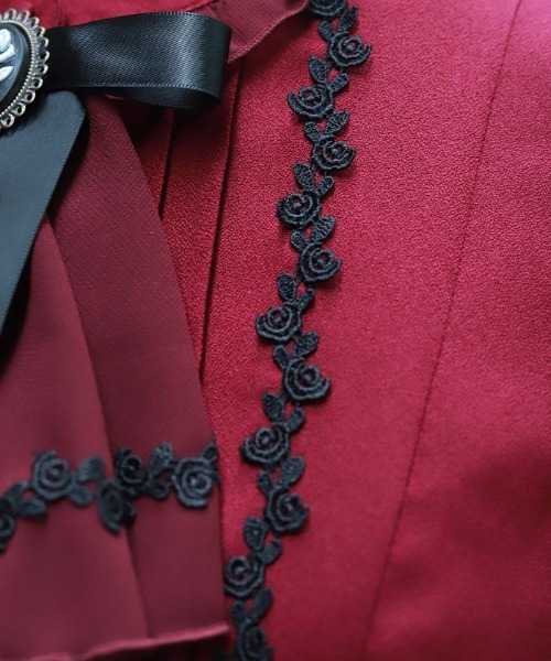 axes femme（アクシーズファム）の「ジャボブローチ付ロングワンピース（ワンピース・レディース・キナリ/ワイン/ブラック・MEDIUM）」の13枚目の写真