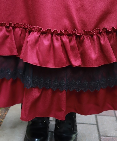 axes femme（アクシーズファム）の「ジャボブローチ付ロングワンピース（ワンピース・レディース・キナリ/ワイン/ブラック・MEDIUM）」の14枚目の写真