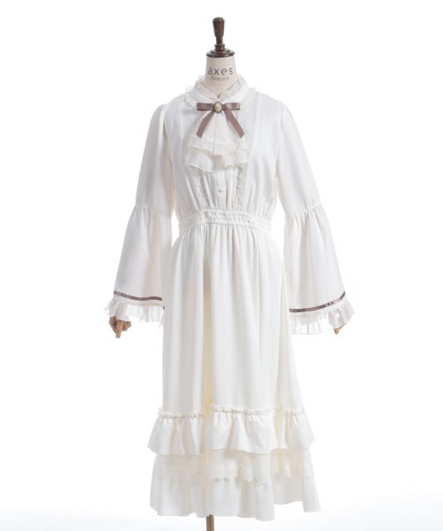 ジャボブローチ付ロングワンピース（ワンピース）｜axes femme