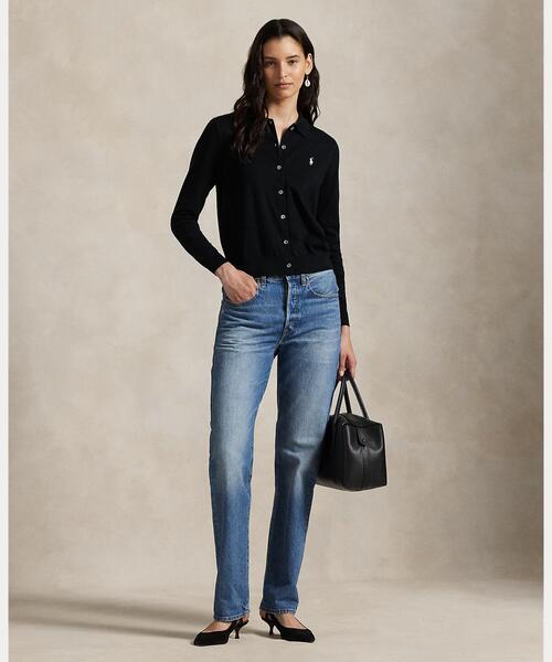 POLO RALPH LAUREN(ポロ ラルフ ローレン)の「ポロカラー ボタンド カーディガン(カーディガン/ボレロ・レディース・ブラック系1・S/XXS/XS/XL/M/L)」の2枚目の写真