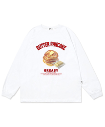 バターパンケーキプリントオーバーサイズロングスリーブホワイト