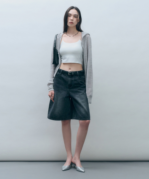 MONGDOL(モンドル)の「クロシェニットフードジップアップライトグレーMDCD040LGRAY(カーディガン/ボレロ・レディース・その他・F)」の3枚目の写真