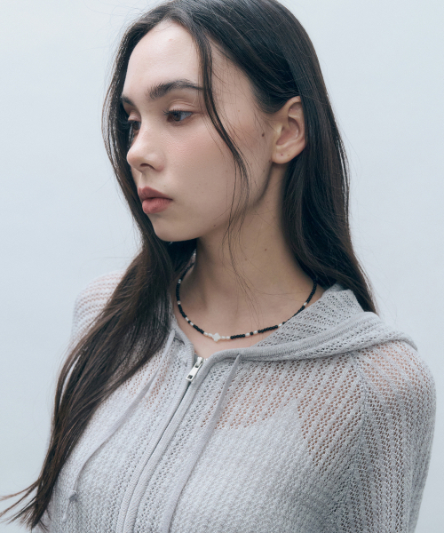 MONGDOL(モンドル)の「クロシェニットフードジップアップライトグレーMDCD040LGRAY(カーディガン/ボレロ・レディース・その他・F)」の6枚目の写真