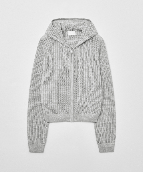 MONGDOL(モンドル)の「クロシェニットフードジップアップライトグレーMDCD040LGRAY(カーディガン/ボレロ・レディース・その他・F)」の7枚目の写真