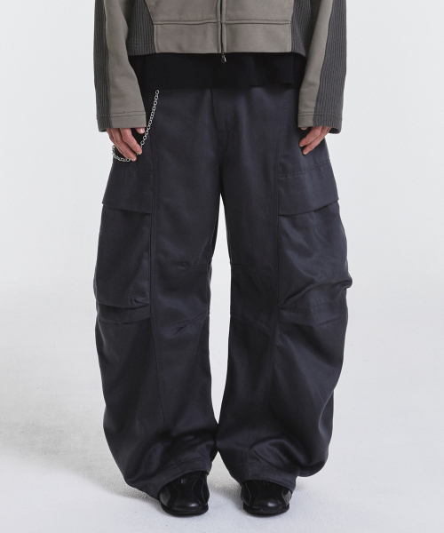 Vintage Zip Cargo Balloon Pants (Washed Khaki)