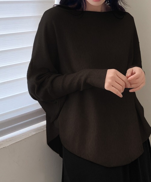 LOWO(ロワ)の「ドルマン ニット 長袖 トップス プルオーバー 秋冬 レディース オーバーサイズ(ニット/セーター・レディース・ブラック/アイボリー/チャコールグレー/グレー/ブラウン/ベージュ・FREE)」の6枚目の写真