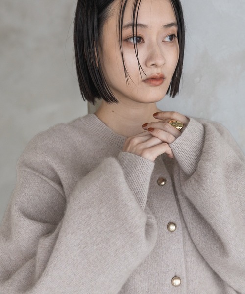 A part by（アパートバイ）の「CNラクーンコンクルーカーディガン（カーディガン/ボレロ・レディース・ブラウン/チャコールグレー/ブルー系その他5/ライトベージュ・FREE）」の15枚目の写真