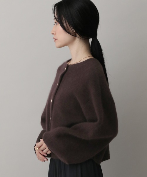 A part by（アパートバイ）の「CNラクーンコンクルーカーディガン（カーディガン/ボレロ・レディース・ブラウン/チャコールグレー/ブルー系その他5/ライトベージュ・FREE）」の6枚目の写真