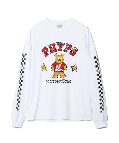PHYSICAL DEPARTMENT(フィジカル デパートメント)の「ベアモーターサイクルロングスリーブ_ホワイト(Tシャツ/カットソー・レディース・その他・LARGE/X-LARGE/SMALL/MEDIUM)」の2枚目の写真