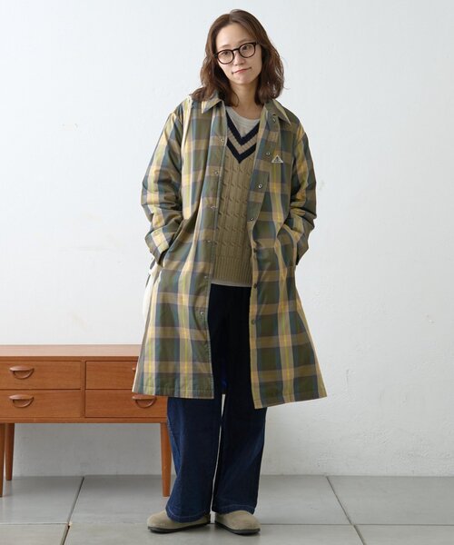 GEVACO（ゲバコ）の「【GEVACO】中綿ステンカラーロングコート（ステンカラーコート・レディース・カーキ/ブルー/ネイビー・LARGE/ONE SIZE）」の4枚目の写真