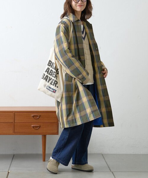 GEVACO（ゲバコ）の「【GEVACO】中綿ステンカラーロングコート（ステンカラーコート・レディース・カーキ/ブルー/ネイビー・LARGE/ONE SIZE）」の5枚目の写真