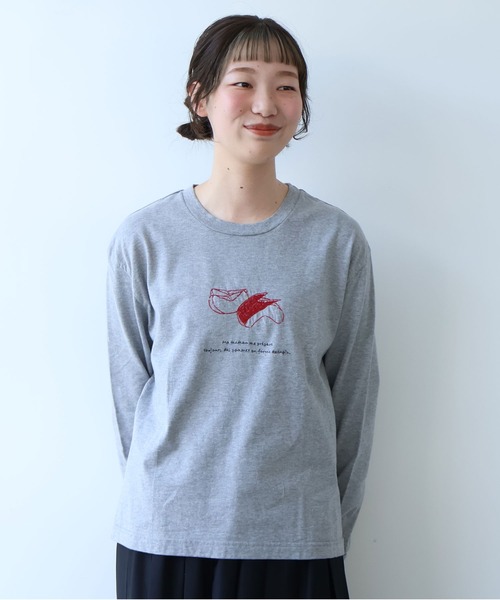bulle de savon(ビュルデサボン)の「うさぎりんご刺繍 ロンT(Tシャツ/カットソー・レディース・ホワイト/グレー・FREE)」の20枚目の写真