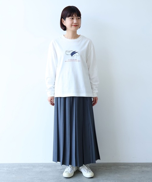 bulle de savon(ビュルデサボン)の「うさぎりんご刺繍 ロンT(Tシャツ/カットソー・レディース・ホワイト/グレー・FREE)」の14枚目の写真