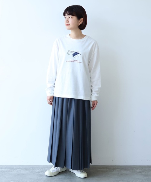 bulle de savon(ビュルデサボン)の「うさぎりんご刺繍 ロンT(Tシャツ/カットソー・レディース・ホワイト/グレー・FREE)」の16枚目の写真