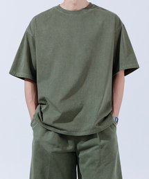 TOPBOY（トップボーイ）の「Heavy-duty pigment oversized short-sleeved T-shirt in light khaki（Tシャツ/カットソー・メンズ）」