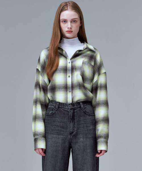MALOUPE（マロップ）の「4119 裏起毛オーバーサイズチェックシャツ（イエロー）（シャツ/ブラウス・レディース・イエロー・FREE）」の4枚目の写真