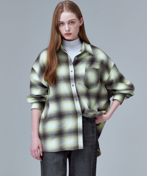 MALOUPE（マロップ）の「4119 裏起毛オーバーサイズチェックシャツ（イエロー）（シャツ/ブラウス・レディース・イエロー・FREE）」の5枚目の写真