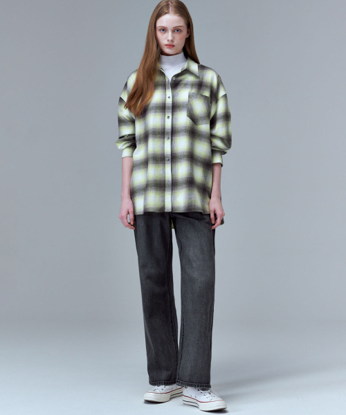 MALOUPE（マロップ）の「4119 裏起毛オーバーサイズチェックシャツ（イエロー）（シャツ/ブラウス・レディース・イエロー・FREE）」の6枚目の写真