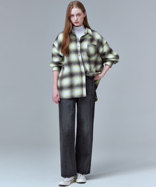 MALOUPE（マロップ）の「4119 裏起毛オーバーサイズチェックシャツ（イエロー）（シャツ/ブラウス・レディース・イエロー・FREE）」の8枚目の写真