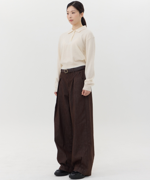 CCOMA(コンマ)の「CMJ21 モダンラインブラウンワイドデニムパンツ(デニムパンツ・レディース・その他・MEDIUM/LARGE/SMALL)」の2枚目の写真