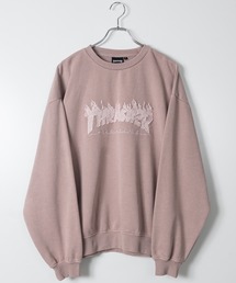 THRASHER | 【at】〔THRASHER/スラッシャー〕ダメージデニムアップリケ ピグメント クルーネックスウェット(スウェット)