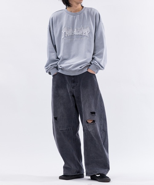 THRASHER(スラッシャー)の「【at】〔THRASHER/スラッシャー〕ダメージデニムアップリケ ピグメント クルーネックスウェット(スウェット・メンズ・チャコールグレー/ブラウン/ピンク/グレー・MEDIUM/LARGE)」の21枚目の写真