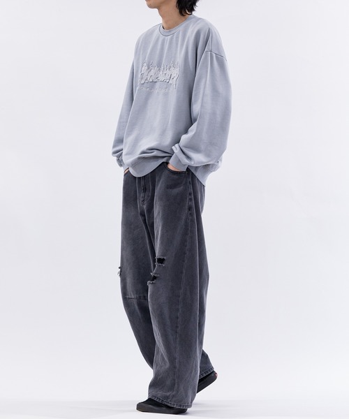 THRASHER(スラッシャー)の「【at】〔THRASHER/スラッシャー〕ダメージデニムアップリケ ピグメント クルーネックスウェット(スウェット・メンズ・チャコールグレー/ブラウン/ピンク/グレー・MEDIUM/LARGE)」の22枚目の写真