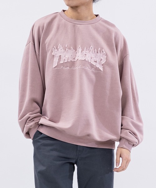 THRASHER(スラッシャー)の「【at】〔THRASHER/スラッシャー〕ダメージデニムアップリケ ピグメント クルーネックスウェット(スウェット・メンズ・チャコールグレー/ブラウン/ピンク/グレー・MEDIUM/LARGE)」の18枚目の写真
