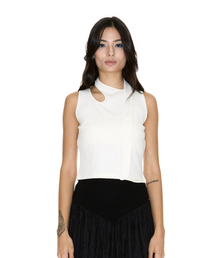 SLEEVELESS TIE NECK IVORY
