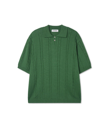 APOSTROPHE COMMA（アポストロフィコンマ）の「チェーンピケ半袖カラーTシャツ_グリーン（ポロシャツ）」