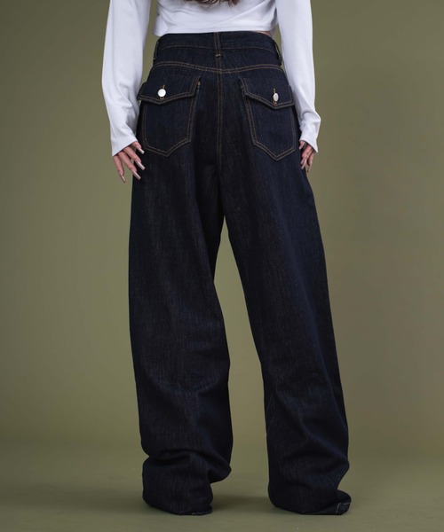 dispark（ディスパーク）の「DISPARK/バックフラップポケットルーズデニム（デニムパンツ・レディース・インディゴブルー・MEDIUM/SMALL）」の3枚目の写真