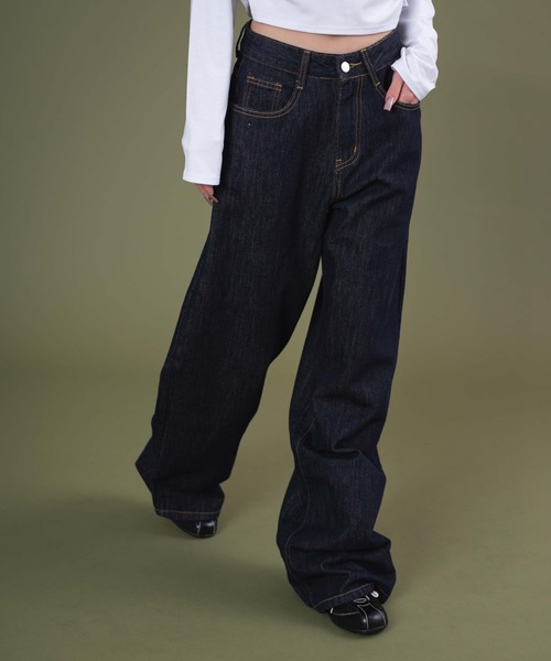 dispark（ディスパーク）の「DISPARK/バックフラップポケットルーズデニム（デニムパンツ・レディース・インディゴブルー・MEDIUM/SMALL）」の4枚目の写真