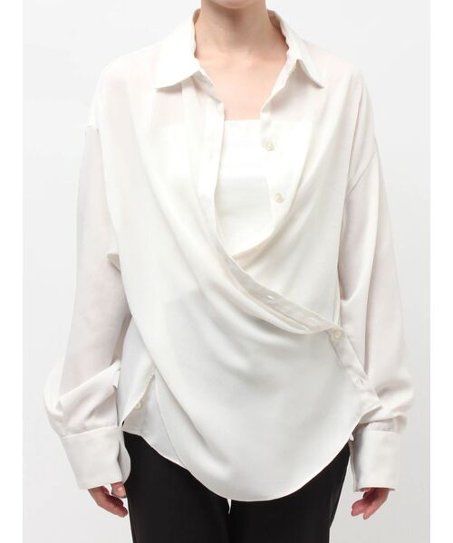 ELENDEEK（エレンディーク）の「サテンカシュクールシャツ（シャツ/ブラウス・レディース・オフホワイト/キャメル・FREE）」の15枚目の写真