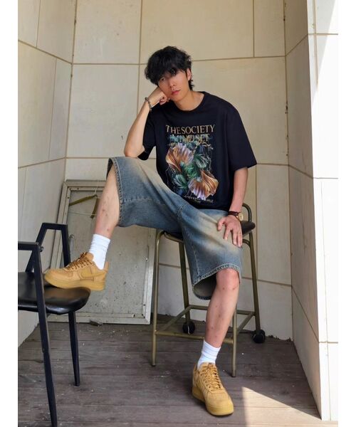 ROTEMBER（ローテンバー）の「スチールライフフラワーハーフTシャツ[ブラック]（Tシャツ/カットソー・メンズ・その他・MEDIUM/LARGE/X-LARGE）」の7枚目の写真