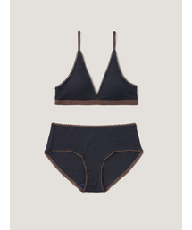 SOOPUI（スープイ）の「[SET] Triangle Tencel Bra & Panties - Midnight（ブラ&ショーツ）」