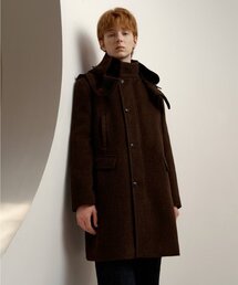 SOLEW（ソル）の「アンゴラブレンドデタッチャブルフードコート_ダークブラウン（チェスターコート）」