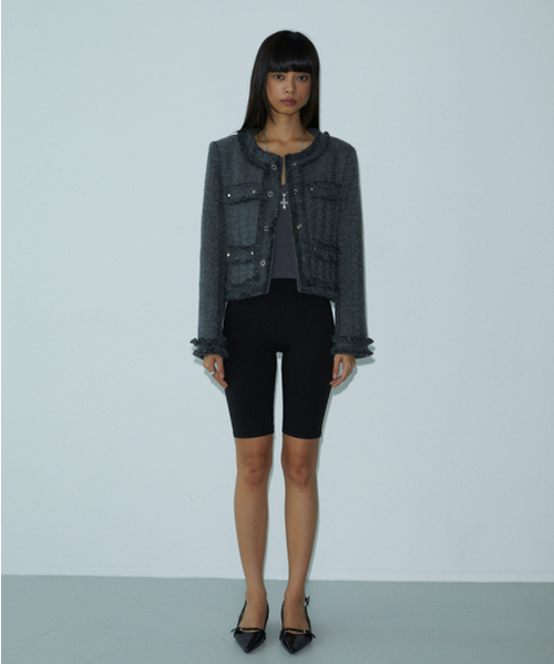VOONT(ブント)の「Rivet Tweed Jacket (CHARCOAL)(その他アウター・レディース・チャコール・SMALL/MEDIUM)」の2枚目の写真